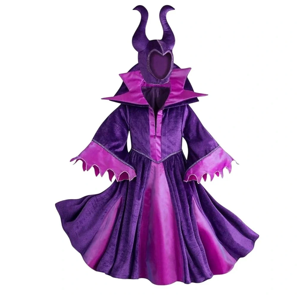 Maleficent Costume‎ Dress & Headpiece Girls Kids Halloween Cosplay - Picture 2 of 12